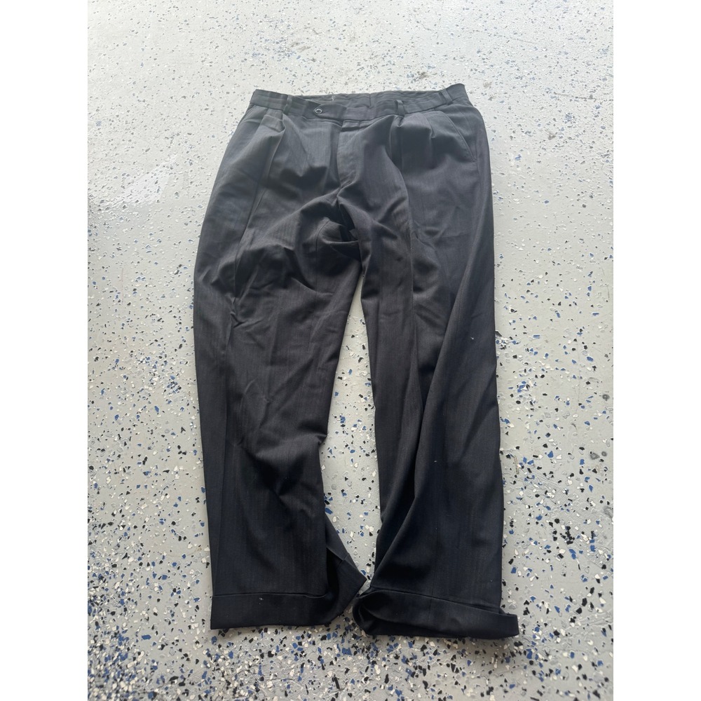 Brooks Brothers Stretch‎ Wool Dress Pants Pleated Cuffed Black 36x33